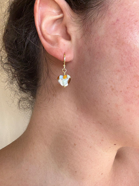 Watercolor Dew Heart Earrings