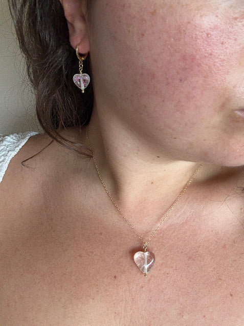 Clear Dew Heart Necklace