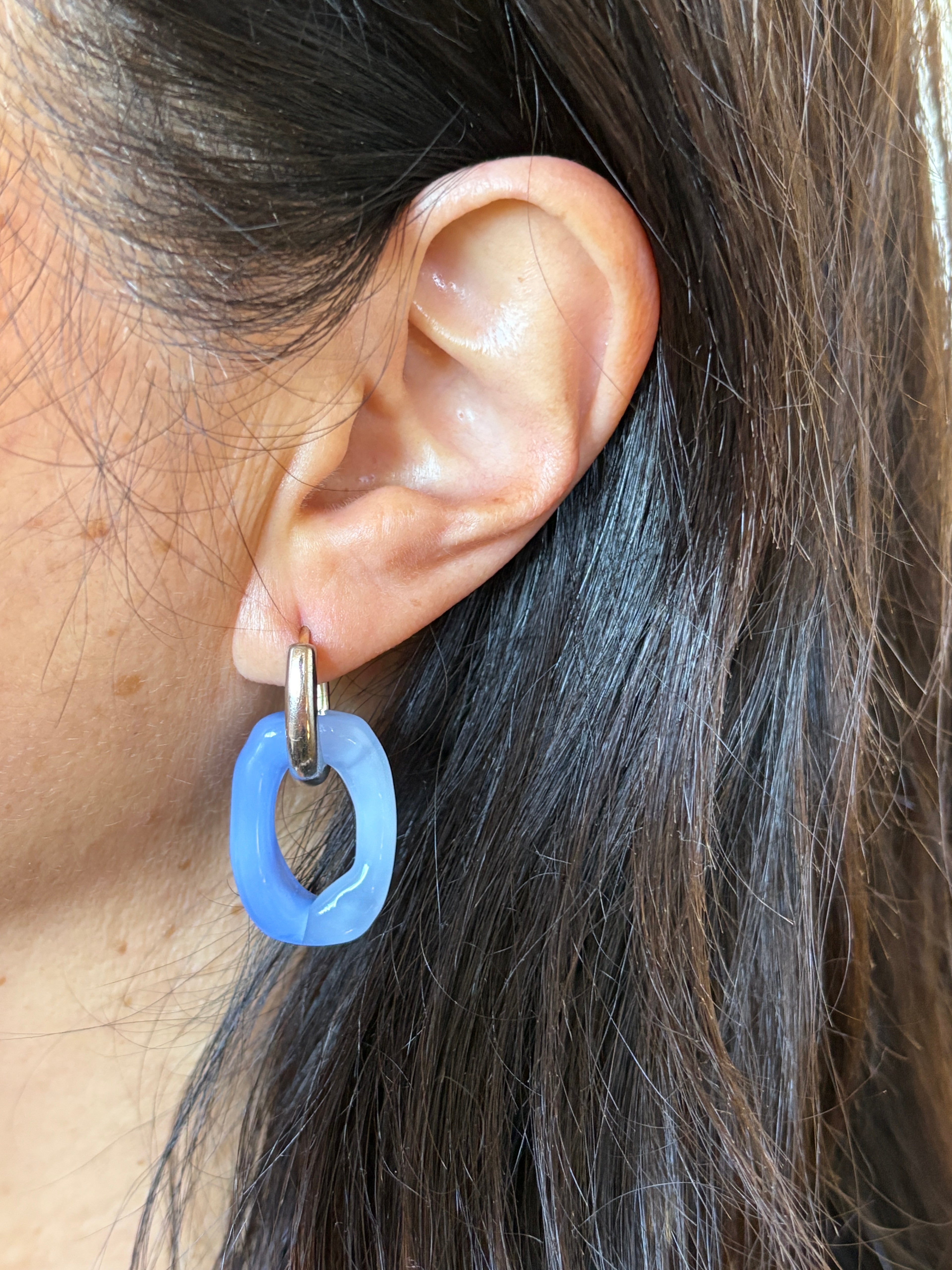 Misty Blue Link Hoops