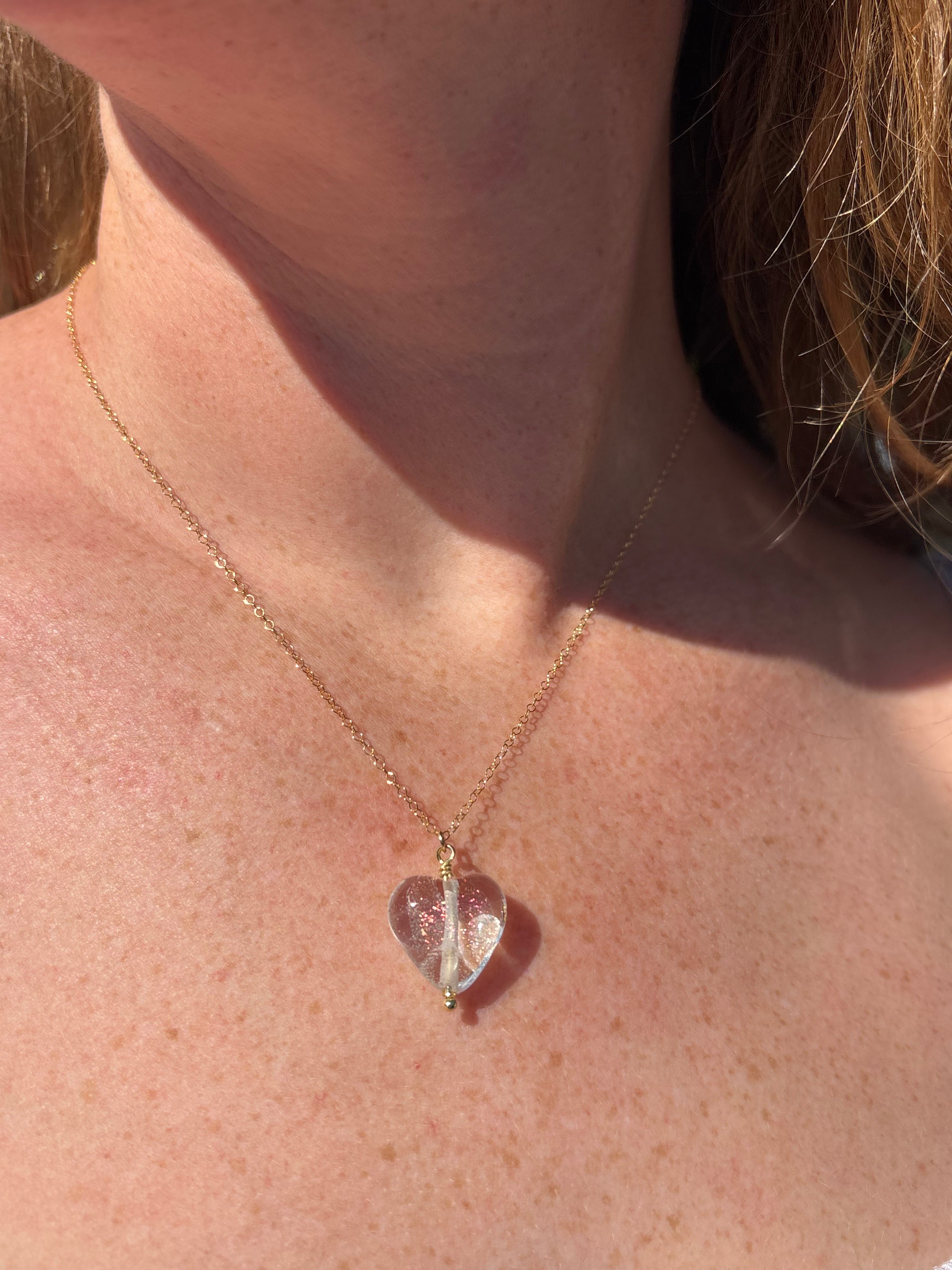 Clear Dew Heart Necklace