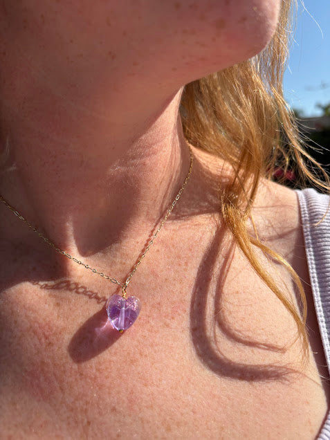 Lavender Dew Heart Necklace