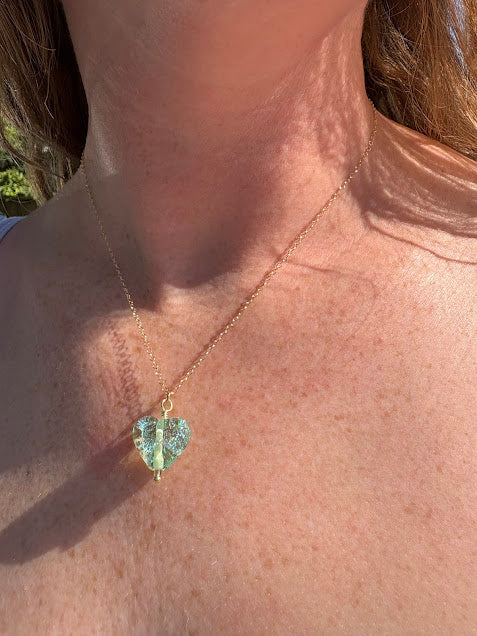 Seafoam Dew Heart Necklace