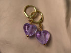 Lavender Dew Heart Earrings