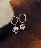 Cocoa Cow Bead Earrings