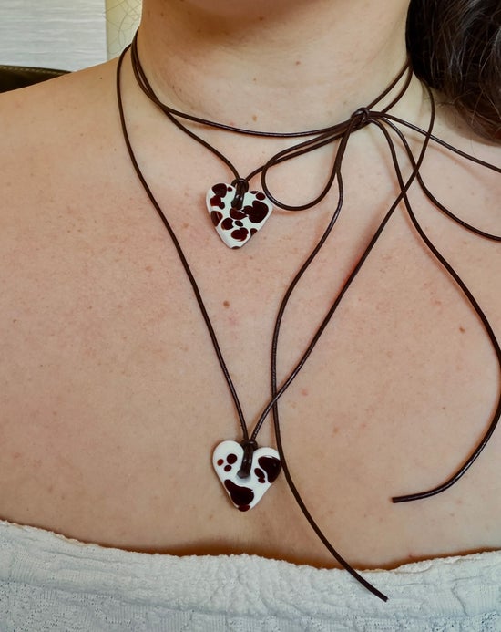 Cocoa Cow Heart Necklace