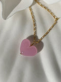 Pink Jelly Heart Necklace