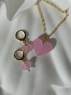 Pink Jelly Heart Necklace