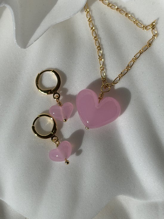 Pink Jelly Heart Necklace