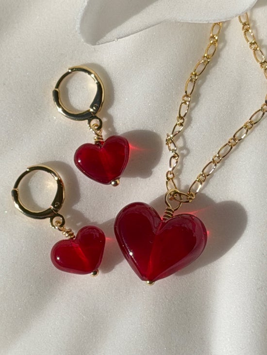 Red Jelly Heart Earrings